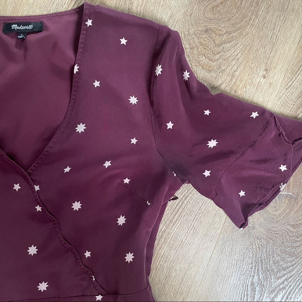 MADEWELL | 100% silk star print flutter mini dress style H3616 size 2 - Picture 4 of 8